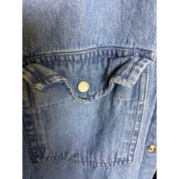 Forge Workwear Denim Button Down Shirt Pearl Snaps Men's Size XLT - Picture 2 of 7